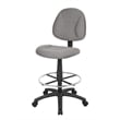 Pemberly Row Contoured Comfort Rolling Fabric Drafting Stool in Gray