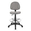 Pemberly Row Contoured Comfort Rolling Fabric Drafting Stool in Gray