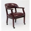 Pemberly Row Faux Leather Executive Mobile Guest Chair in Burgundy
