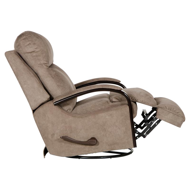 Pemberly Row Swivel Glider Recliner in Portabella Brown Polyester Fabric