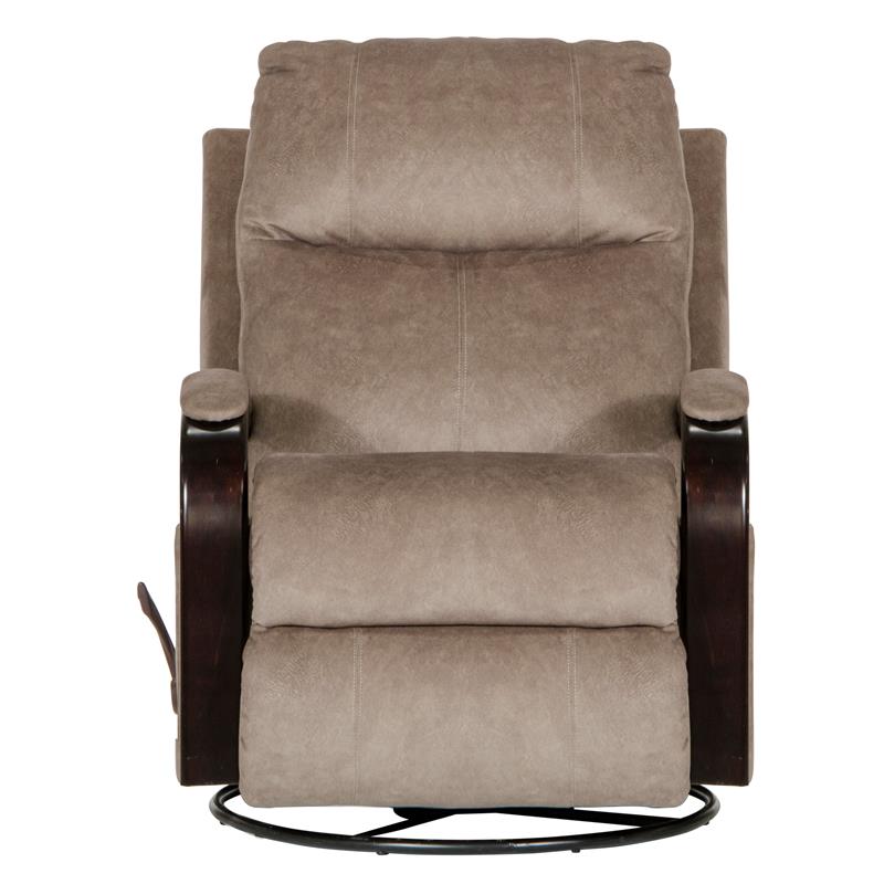Pemberly Row Swivel Glider Recliner in Portabella Brown Polyester Fabric
