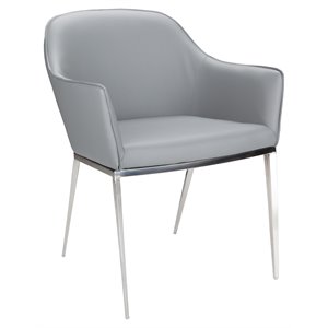 Pemberly Row 18.5&quot Contemporary Faux Leather Dining Armchair in Gray