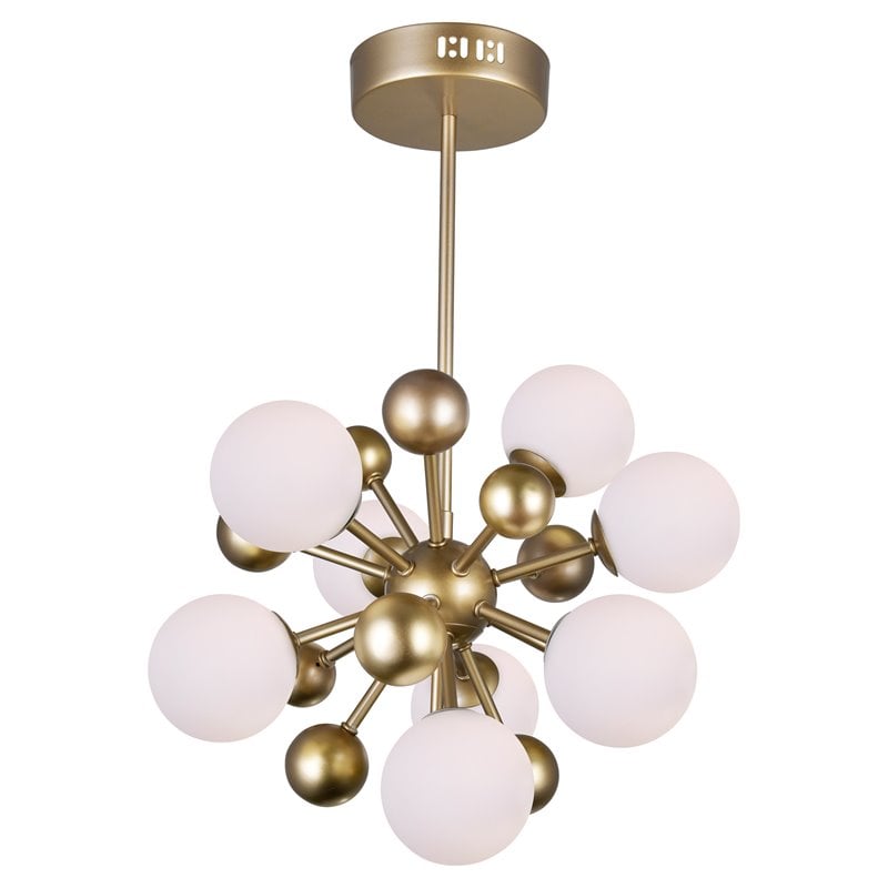 Pemberly Row Element 8 Light Contemporary Metal Chandelier in Sun Gold