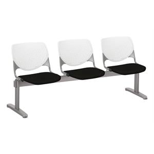 Pemberly Row Polyurethane 3 Seats Reception Bench in White/Tuxedo Black