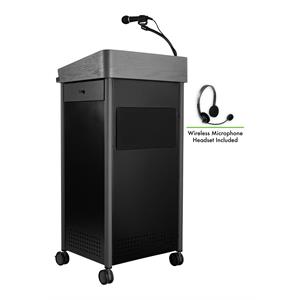 Pemberly Row 46&quot Lectern with Wireless Headset Mic in Charcoal