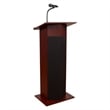 Pemberly Row Power Plus Lectern with Tie Clip/Lavalier Mic in Mahogany