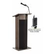Pemberly Row Wood Power Plus Lectern with Lavalier Mic in Ribbonwood Brown