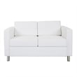 Pemberly Row Loveseat w/ Dual Charging Station in Dillon Snow White Faux Leather