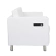 Pemberly Row Loveseat w/ Dual Charging Station in Dillon Snow White Faux Leather