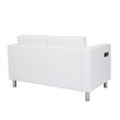 Pemberly Row Loveseat w/ Dual Charging Station in Dillon Snow White Faux Leather