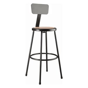 Pemberly Row 30&quot Modern Metal Heavy Duty Stool with Backrest in Black