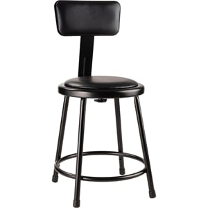 Pemberly Row 18&quot Modern Vinyl Padded Metal Heavy Duty Stool in Black