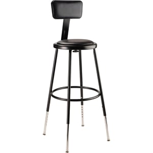 Pemberly Row 25-33&quot Modern Metal Heavy Duty Stool with Backrest in Black