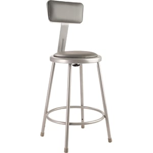 Pemberly Row 24&quot Modern Vinyl Padded Steel Metal Heavy Duty Stool in Gray