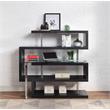 Pemberly Row Glass Top Writing Desk in Chrome and Black High Gloss
