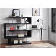 Pemberly Row Glass Top Writing Desk in Chrome and Black High Gloss