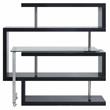 Pemberly Row Glass Top Writing Desk in Chrome and Black High Gloss