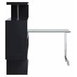 Pemberly Row Glass Top Writing Desk in Chrome and Black High Gloss