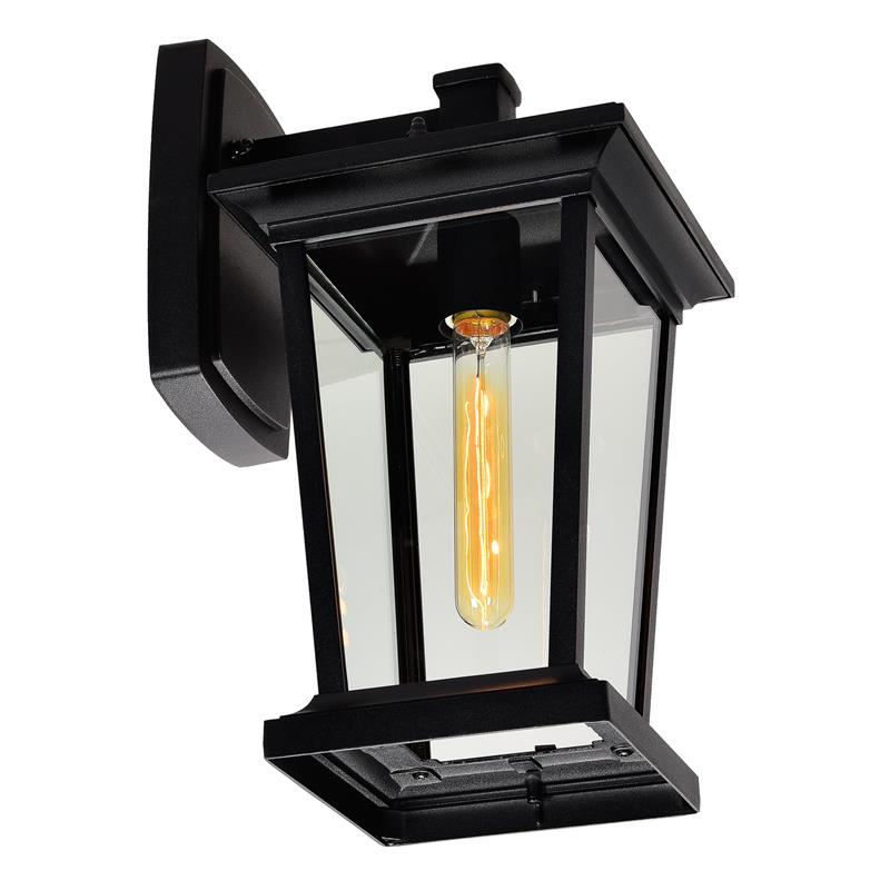 Pemberly Row 1 Light Farmhouse Metal Outdoor Wall Light in Black