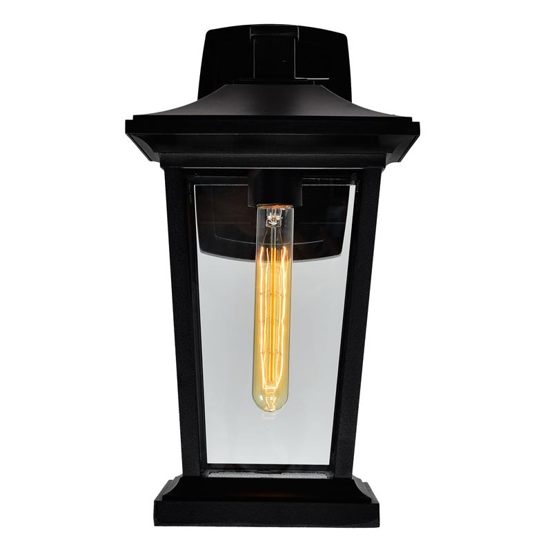 Pemberly Row 1 Light Farmhouse Metal Outdoor Wall Light in Black