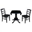 Pemberly Row 3Pc Dining Set- Dual Drop Leaf Table w/ 2 Ladder Back Chairs- Black