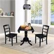 Pemberly Row 3Pc Dining Set- Dual Drop Leaf Table w/ 2 Ladder Back Chairs- Black
