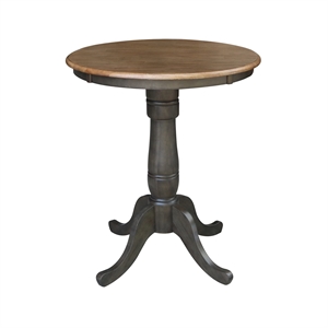 Pemberly Row 30&quot Round Top Counter Height Pedestal Table in Hickory/Washed Coal