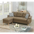 Pemberly Row Fabric Reversible Sectional Sofa Set in Light Coffee Color