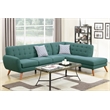 Pemberly Row 2 Piece Fabric Sectional Sofa Set in Laguna Blue Color