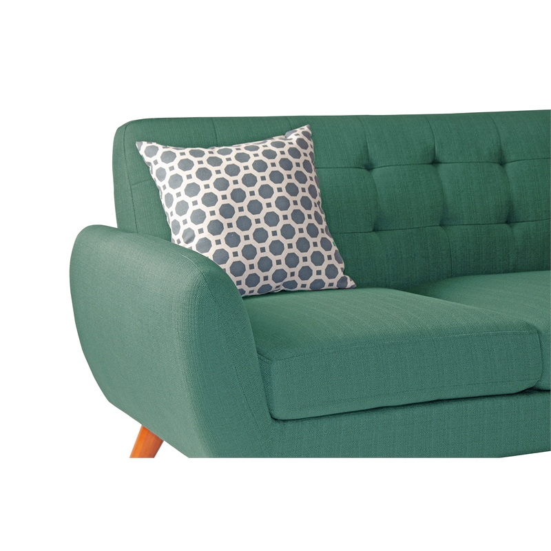 Pemberly Row 2 Piece Fabric Sectional Sofa Set in Laguna Blue Color