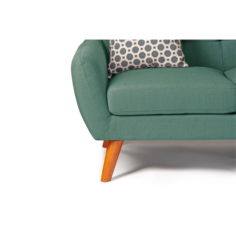 Pemberly Row 2 Piece Fabric Sectional Sofa Set in Laguna Blue Color