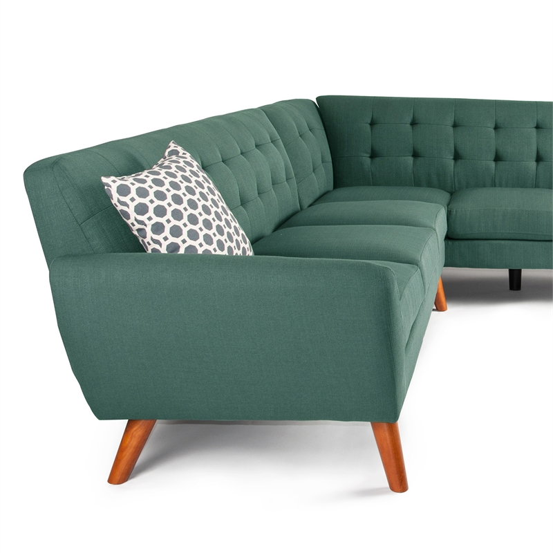 Pemberly Row 2 Piece Fabric Sectional Sofa Set in Laguna Blue Color