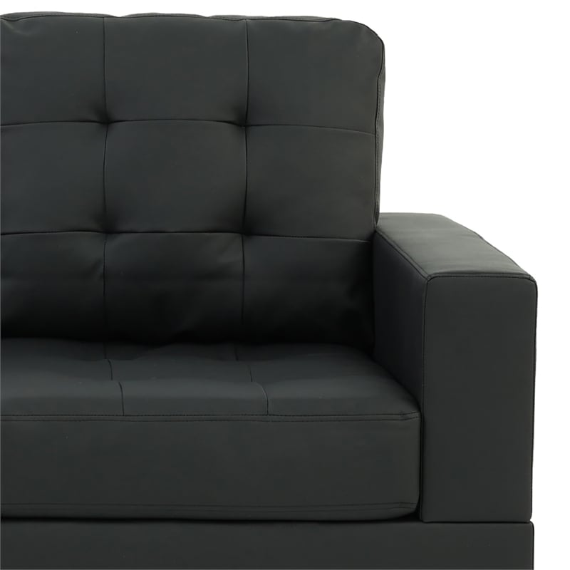Pemberly Row 2 Piece Faux Leather Sofa and Loveseat Set in Black Color