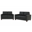 Pemberly Row 2 Piece Faux Leather Sofa and Loveseat Set in Black Color