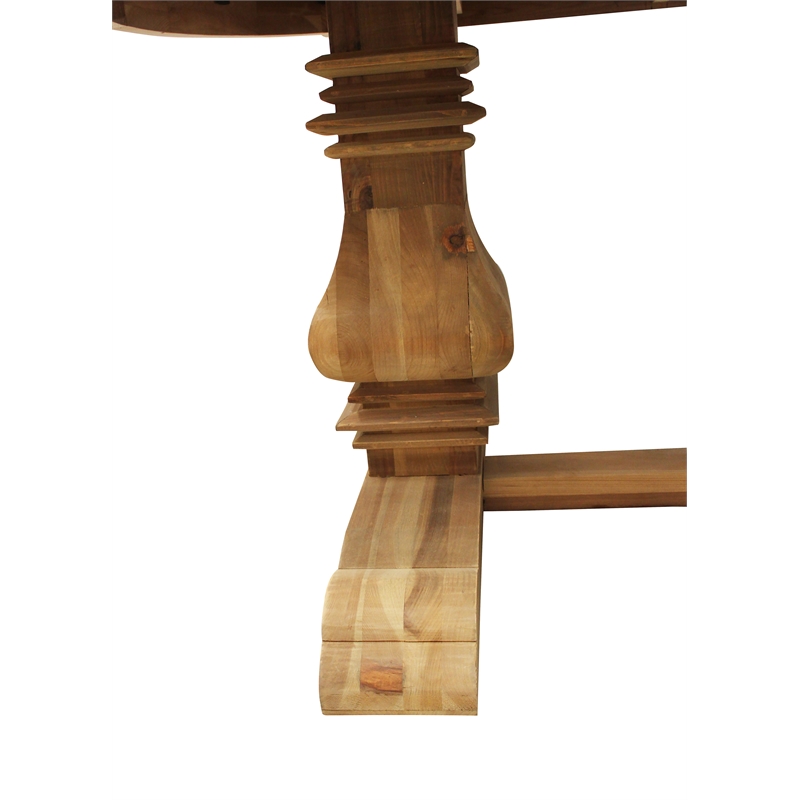 Pemberly Row Old Pine Solid Wood Carrom Dining Table in Natural