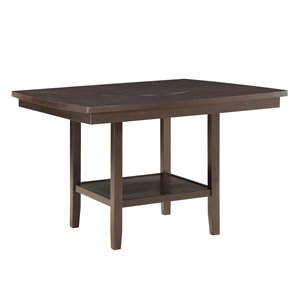Pemberly Row Counter Height Wood Dining Table with Lazy Susan in Brown
