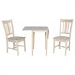 Pemberly Row Drop Leaf Solid Wood Dining Table with 2 Splat Back Chairs