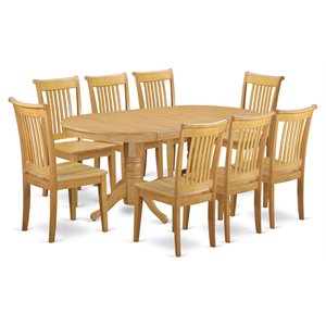 Pemberly Row Contemporary 9-piece Wood Dining Set in Oak Finish