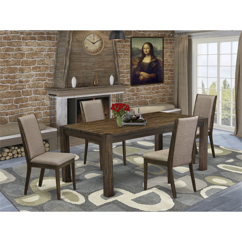 Pemberly Row 5-piece Wood Dining Set in Jacobean Brown/Dark Khaki