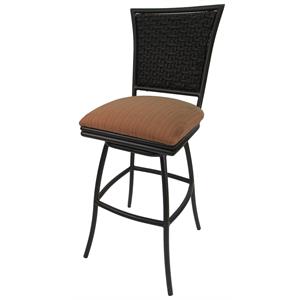 Pemberly Row 35&quot Outdoor Patio Extra Tall Swivel Armless Bar Stool in Tobacco