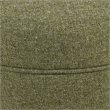 Pemberly Row Round Transitional Wood and Fabric Storage Ottoman in Green Tweed