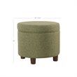 Pemberly Row Round Transitional Wood and Fabric Storage Ottoman in Green Tweed