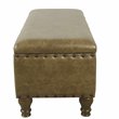 Pemberly Row Faux Leather Large Storage Bench with Nailhead Trim in Brown