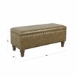 Pemberly Row Faux Leather Large Storage Bench with Nailhead Trim in Brown