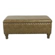 Pemberly Row Faux Leather Large Storage Bench with Nailhead Trim in Brown