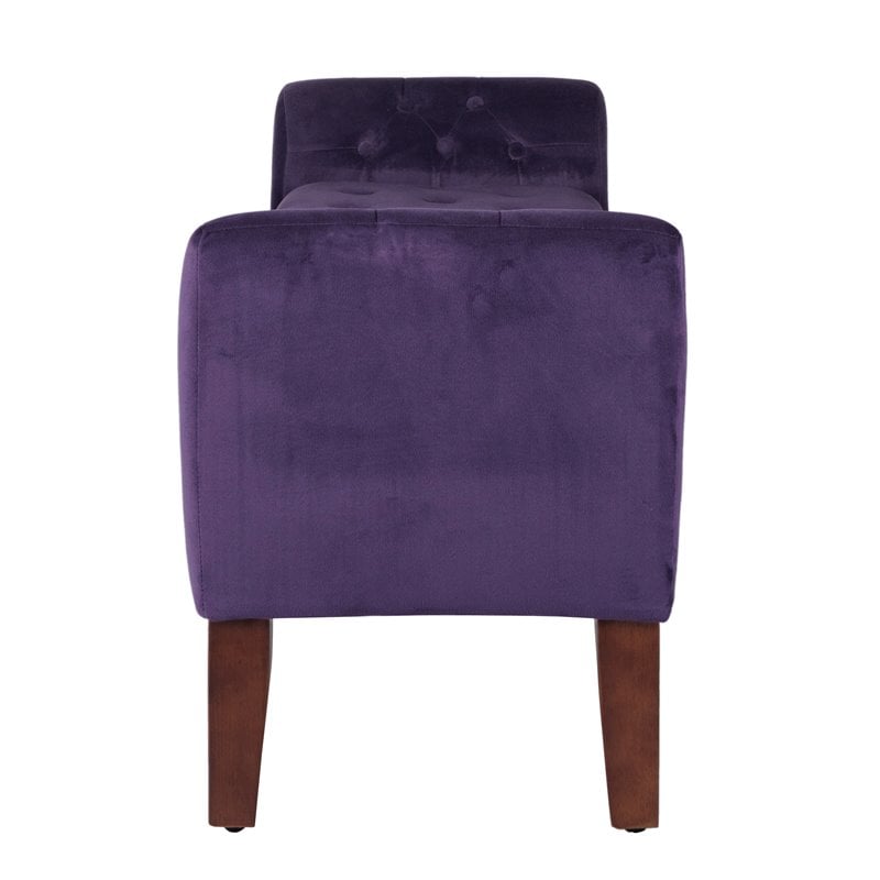 Pemberly Row Traditional Velvet Tufted Storage Bench and Settee in Purple