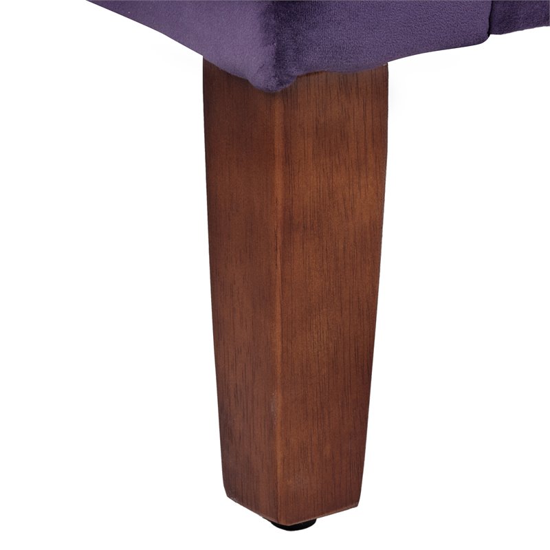 Pemberly Row Traditional Velvet Tufted Storage Bench and Settee in Purple