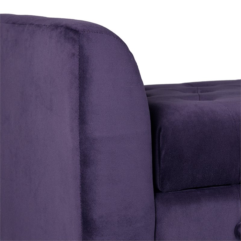 Pemberly Row Traditional Velvet Tufted Storage Bench and Settee in Purple
