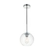 Pemberly Row Modern 1-Light Metal & Glass Pendant in Chrome/Clear