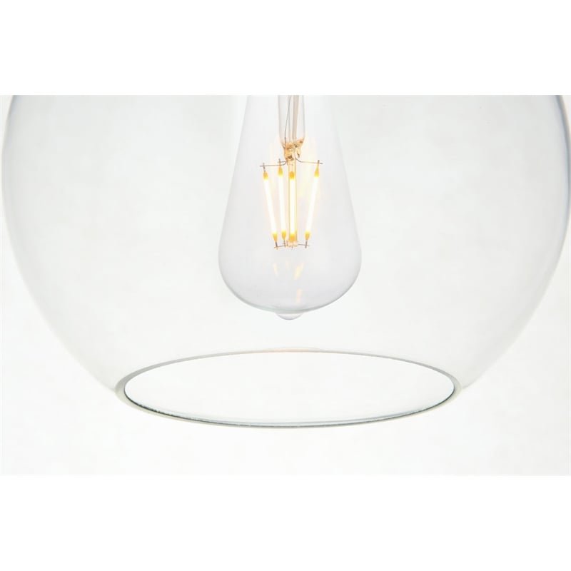 Pemberly Row Modern 1-Light Metal & Glass Pendant in Chrome/Clear